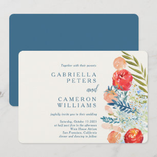 Vintage Watercolor Florals Boho Garden Wedding Invitation
