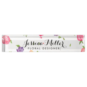 Vintage Watercolor Florals Craft Designer II Nameplate
