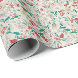 Vintage Watercolor Florals Winter Meadow (Cream) Wrapping Paper