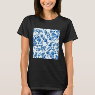 Vintage Watercolor Flower Blue Willow T-Shirt