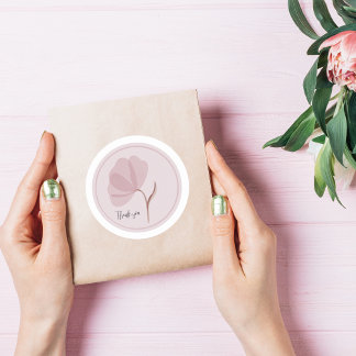 Vintage Watercolor Flower Thank You Classic Round Sticker