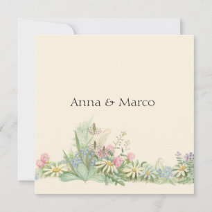 Vintage watercolor flowers holiday card