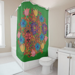 vintage watercolor flowers pattern shower curtain