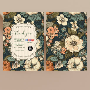 Vintage Watercolor Flowers Professional Business Thank You Card