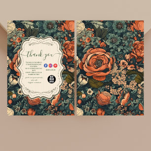 Vintage Watercolor Flowers Professional Business Thank You Card