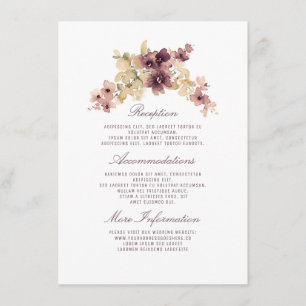 Vintage Watercolor Flowers Wedding Information Enclosure Card