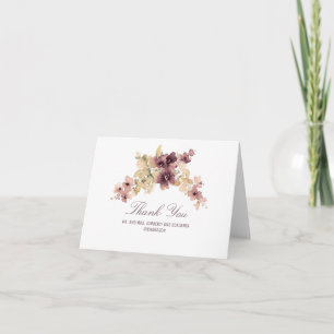 Vintage Watercolor Flowers Wedding Thank You Card
