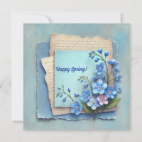 Vintage watercolor forget me not flowers