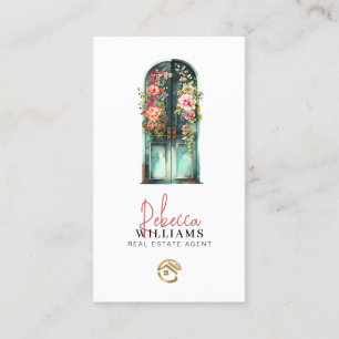 Vintage Watercolor Front Door Real Estate Agent  Business Card