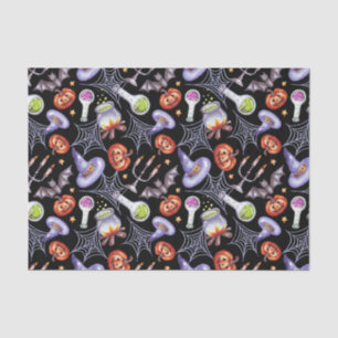 Vintage Watercolor Halloween Elements Pattern Tissue Paper