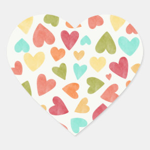 Vintage Watercolor Hearts Wedding Love Stickers