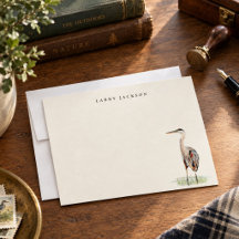 Vintage Watercolor Heron Personalised Flat