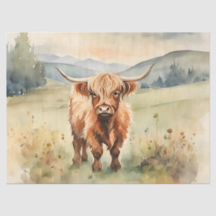 VIntage Watercolor Highland Cow Tissue Paper