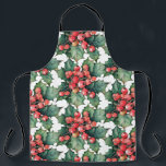 Vintage watercolor holly berries leaves  apron<br><div class="desc">A vintage watercolor painting of classic holly berries and leaves.  Customisable!</div>