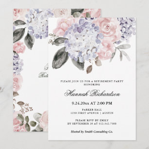 Vintage Watercolor Hydrangeas   Retirement Party Invitation