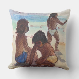Vintage Watercolor Island Kids Cushion