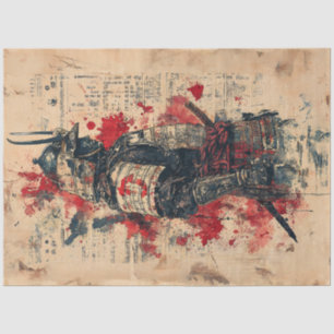 Vintage Watercolor Japanese Samurai Warrior Tissue Paper