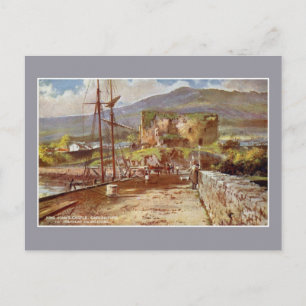 Vintage watercolor King John's Castle Carlingford Postcard