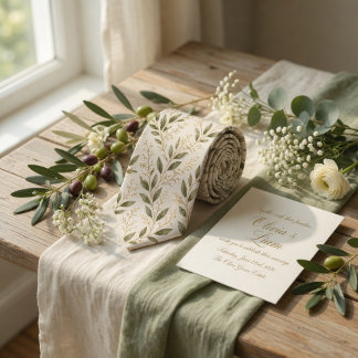 Vintage Watercolor Laurel Leaves Botanical Tie