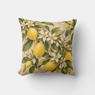 Vintage Watercolor Lemon Blossom Mediterranean Thr Cushion