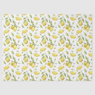 Vintage Watercolor Lemons and Greenery Pattern Tissue Paper