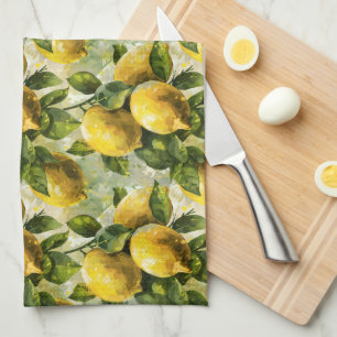 Vintage, Watercolor Lemons Tea Towel