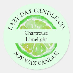 Vintage Watercolor Lime Green Citrus Candle Label