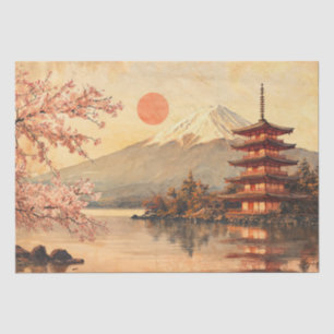 Vintage Watercolor Mount Fuji Landscape Tissue Paper
