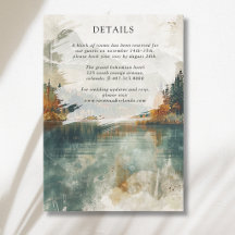 Vintage Watercolor Mountain Lake Wedding Details