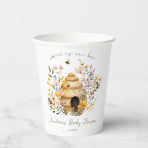 Vintage Watercolor Mummy to Bee Baby Shower Paper Cups