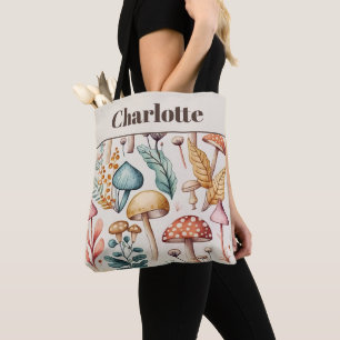 Vintage Watercolor Mushroom & Autumn Leaves  Tote Bag