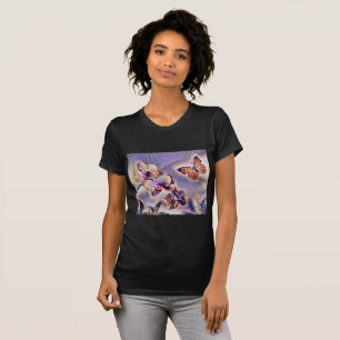 Vintage Watercolor of Purple Pink Orchid Flowers T-Shirt