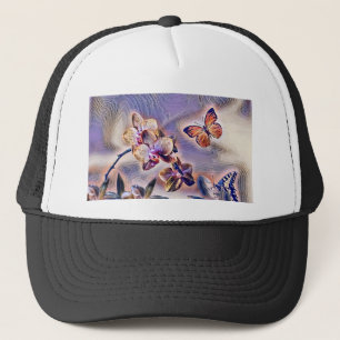 Vintage Watercolor of Purple Pink Orchid Flowers  Trucker Hat