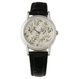 vintage Watercolor Olive Branch Watch