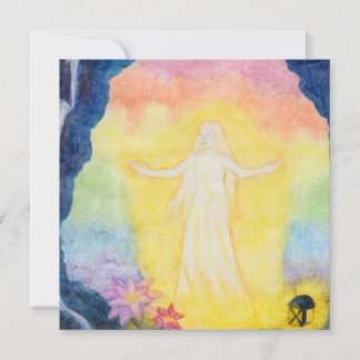 vintage watercolor painting angel and rainbow