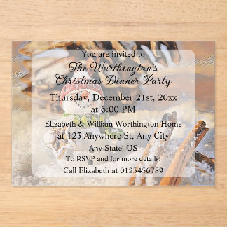 Vintage Watercolor painting of a Snowman Acrylic Invitations