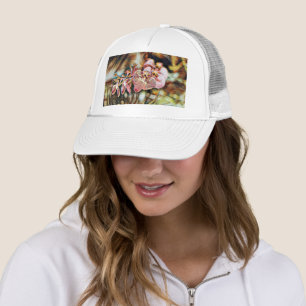 Vintage Watercolor Painting of Pink Orchid FLOWERS Trucker Hat