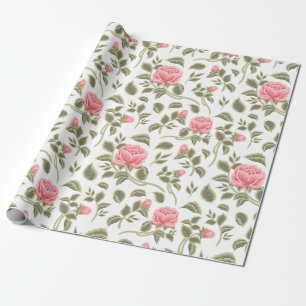 Vintage Watercolor Pastel Pink Roses Wrapping Paper