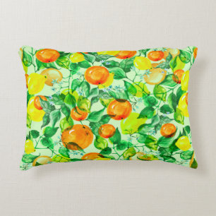  Vintage watercolor pattern - Lemon branch with fl Decorative Cushion