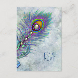 Vintage Watercolor Peacock RSVP Card