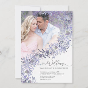 Vintage Watercolor Photo Floral Wedding Invitation