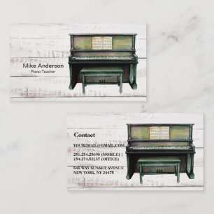 Vintage Watercolor Piano Teacher Business Card