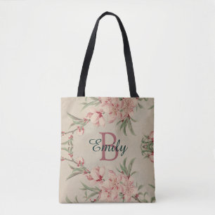Vintage Watercolor Pink Floral Tote Bag