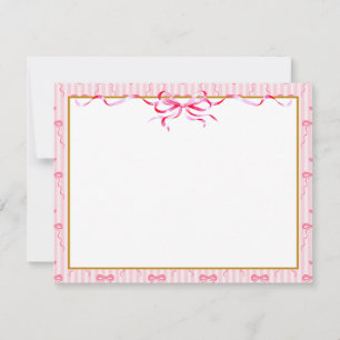Vintage Watercolor Pink Ribbon Thank You Card