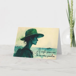 Vintage Watercolor Portrait Woman Seaside Quote Card