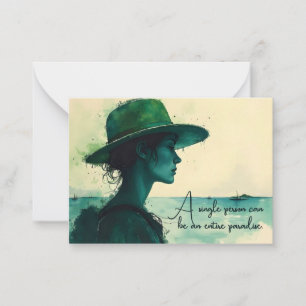 Vintage Watercolor Portrait Woman Seaside Quote Card