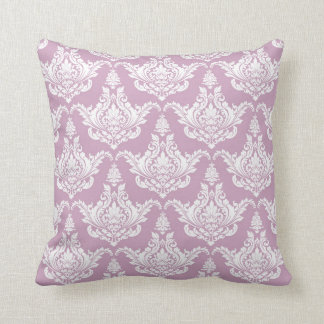 Vintage Watercolor Purple Damask  Throw Pillow
