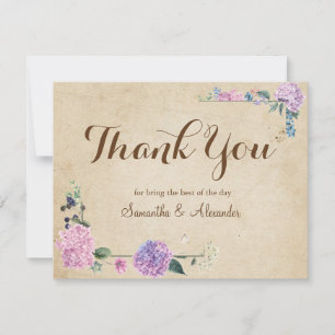 Vintage watercolor Purple Floral Thank You Card