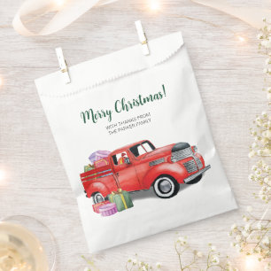 Vintage Watercolor Red Christmas Holiday Truck Favour Bags