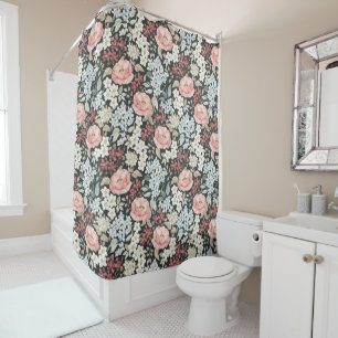 Vintage Watercolor Red Poppies Floral Pattern Shower Curtain
